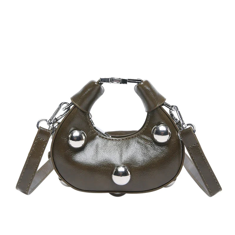 Retro Versatile Ladies Mini Handbag | Women's Big Rivet Personality Luxury Designer Crossbody Bags & Streetwear Shoulder Bag