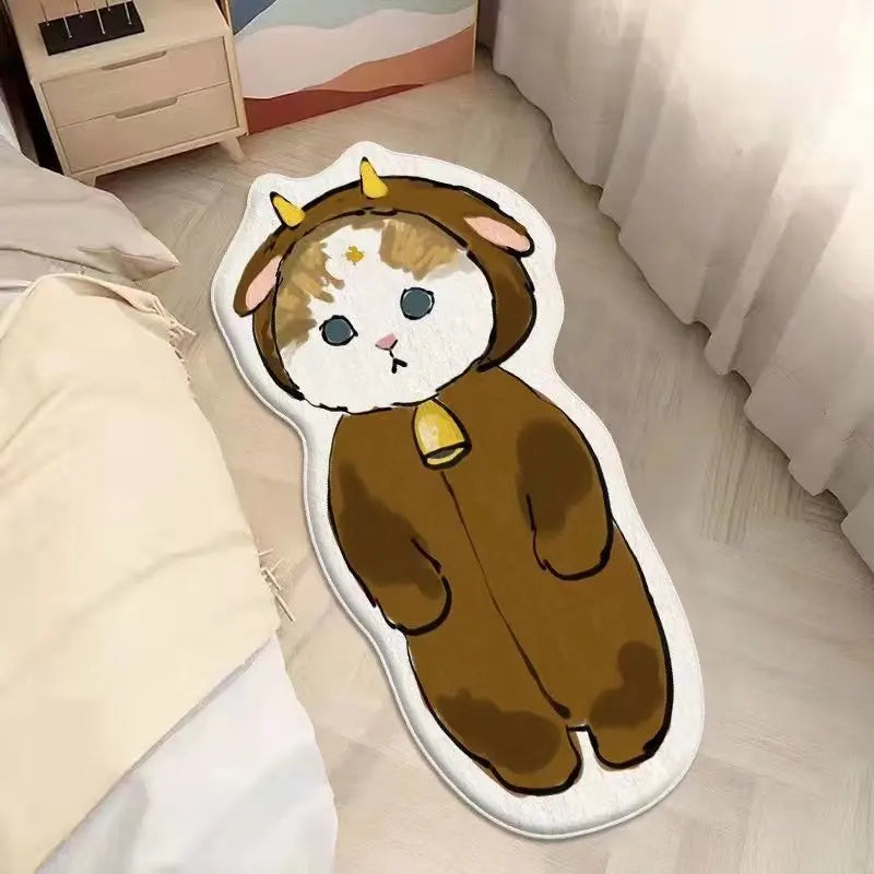Faux Cashmere Cute Cartoon Pet Carpet Home Bedroom Bedside Decorative Floor Mat Anti-slip Dirty Resistant Machine Washable Rug