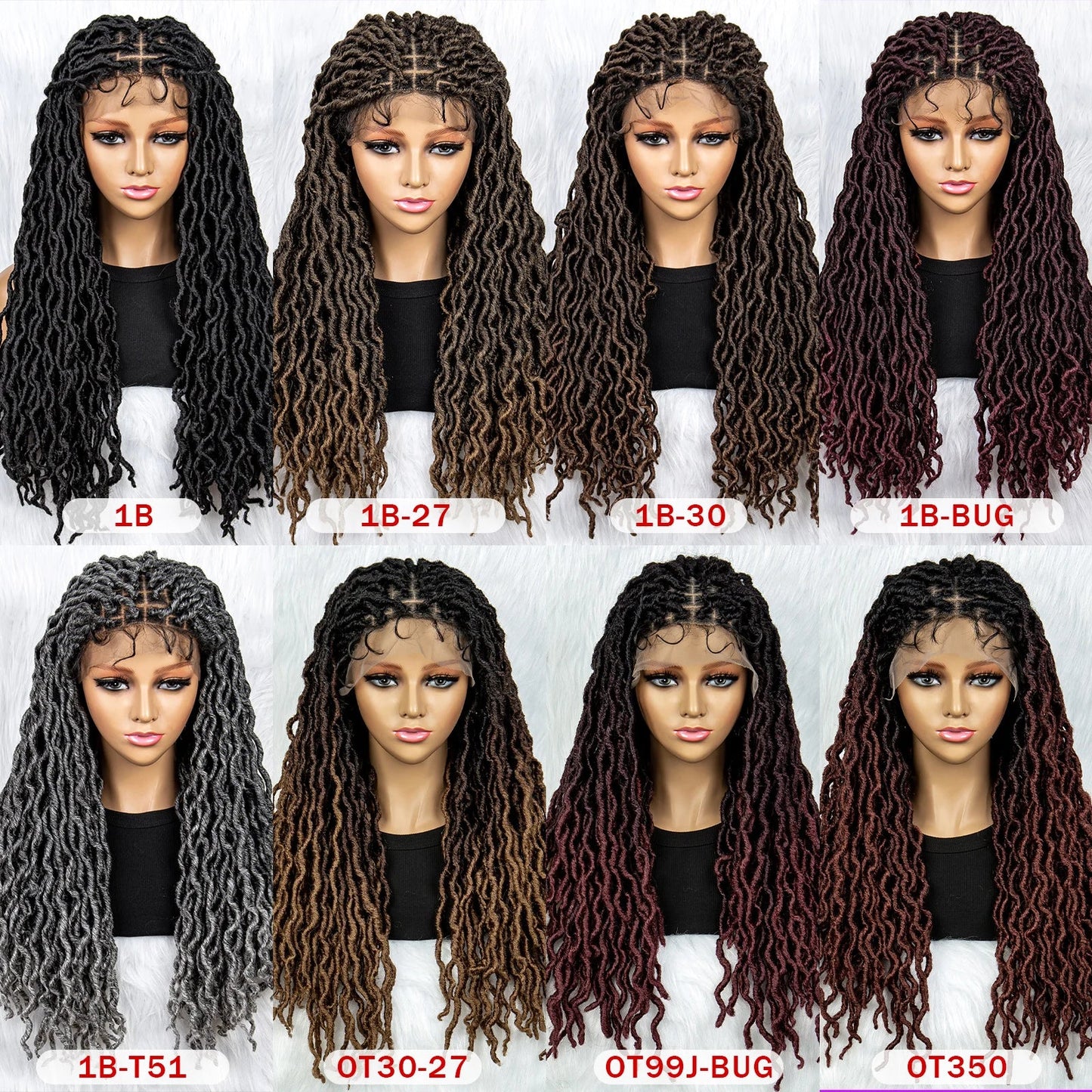 Knotless Box Braided Wig with Curly Ends & Baby Hair | Synthetic Lace Front Wig for Black Women