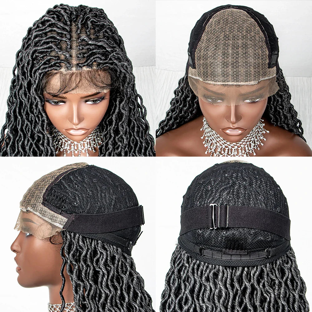 Colorful Dreadlocks & Water Wave Braids Wig | Lace Front | Baby Hair