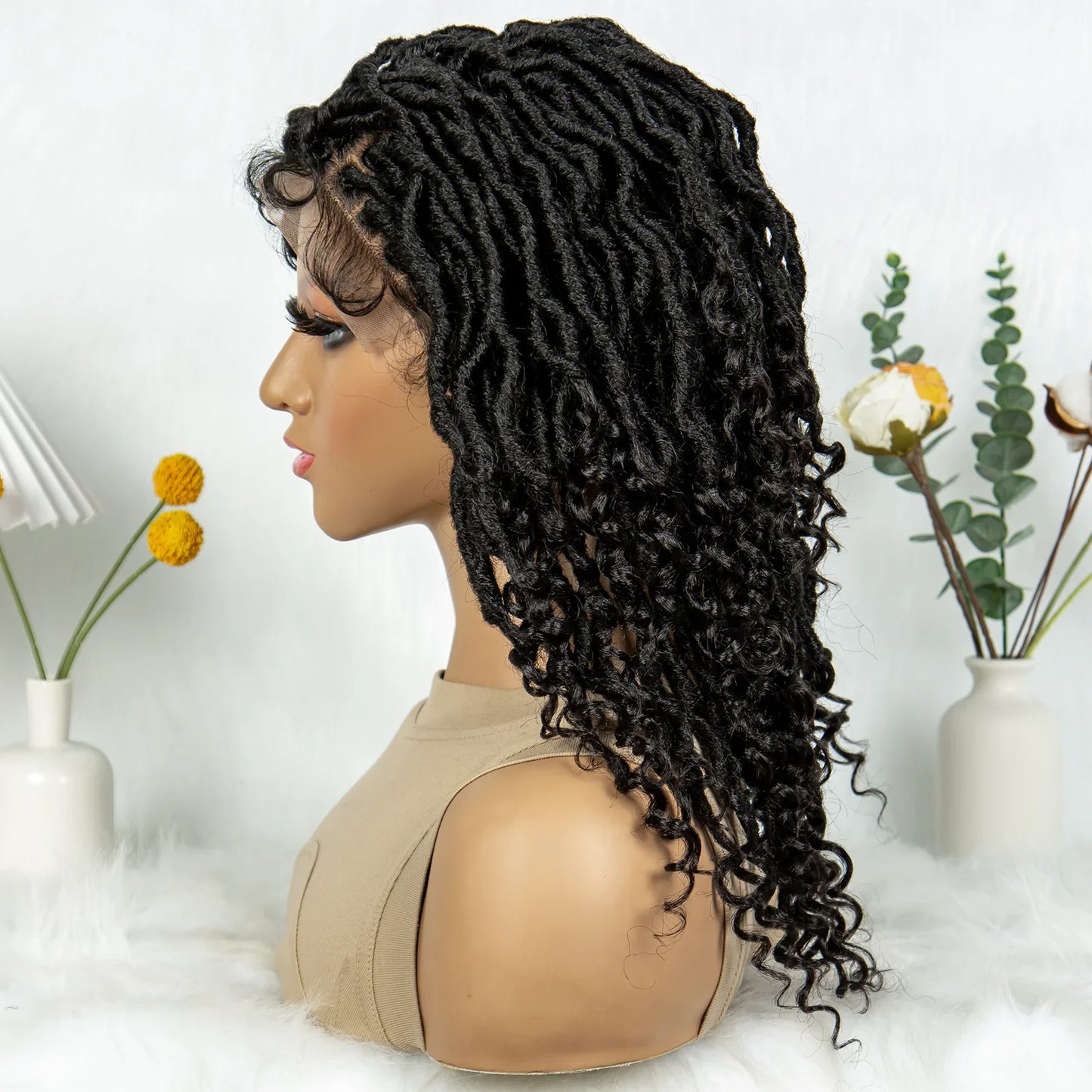 Lightweight Cornrow Braids Wig with Curly Ends | Lace Front