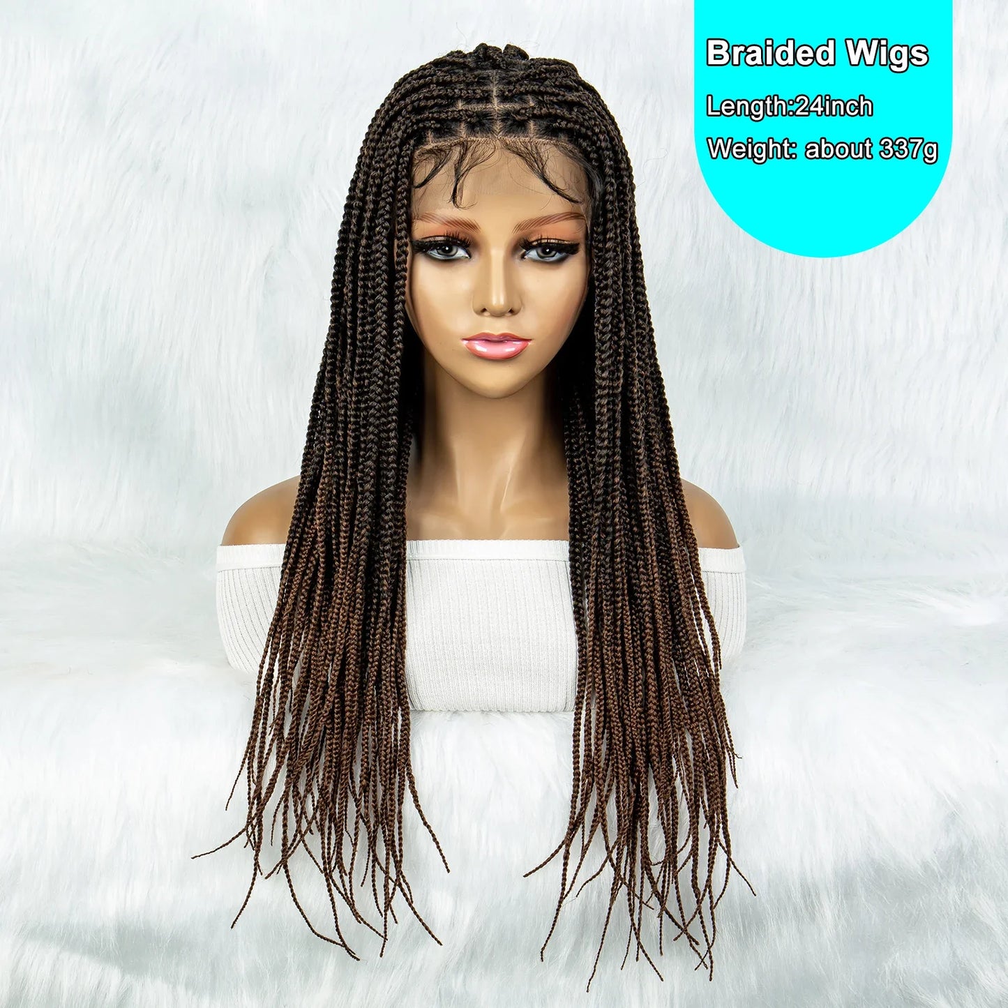 Colorful Knotless Box Braids Wig | Full Lace Front with Baby Hair