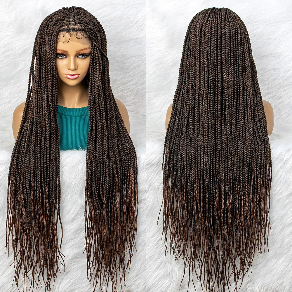Goddess Box Braids Lace Front Wig | Transparent Full Lace Synthetic Braided Wig