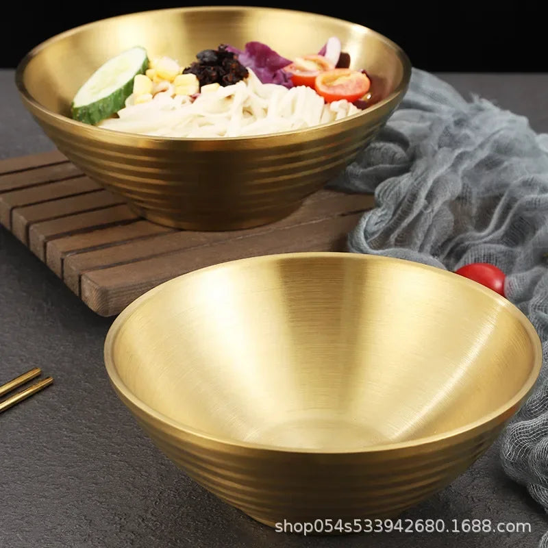 Gold Mixed Noodles, Instant Noodles, 304 Stainless Steel Bowls, Heat Insulation, Japanese Lamian Noodles Bowls.