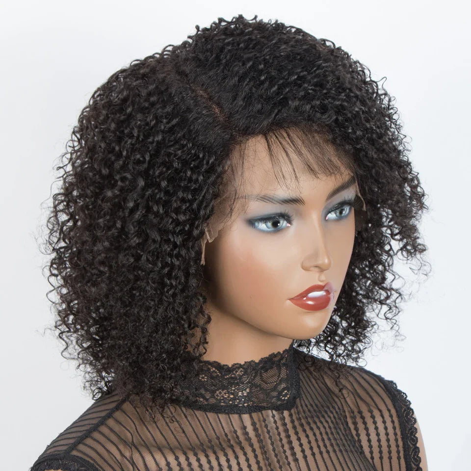 Ombre T1B/30 Afro Kinky Curly Lace Front Bob Wig | Pre-Plucked Transparent Lace Brazilian Deep Curly Human Hair
