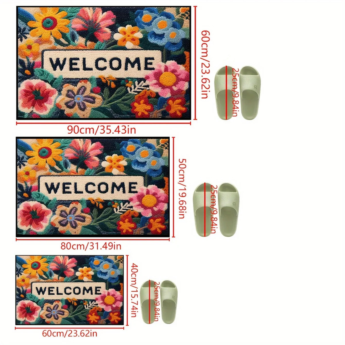 VIKAMA Beautiful  Flower Doormat Non-slip Floor Mat Absorbent Bathroom Mat Rug For Bedroom Living Room Carpet Welcome Mat