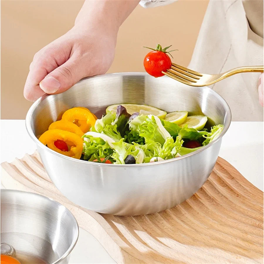 Stainless Steel Gold And Silver Salad Bowl Rice Noodles Lamian Noodles Bowl Kitchen Tableware Food Container