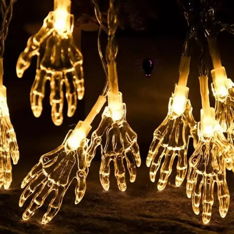 1PC Halloween LED Ghost Claw String Lights Horror Decoration Lamp Battery Powered Hanging Lights For Festive,Party&Haunted House