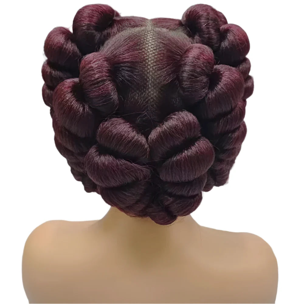 Short Cute Bantu Knotless Braids Wig | Transparent Full Lace | Handmade