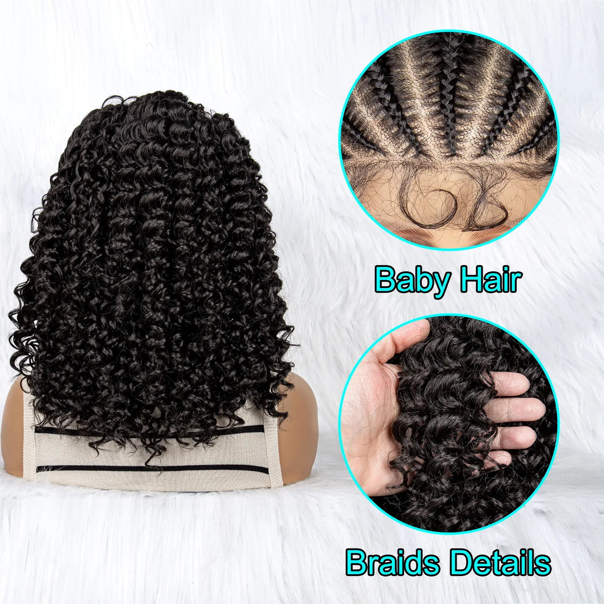 Kinky Curly Braided Bob Wig | Lace Front with Baby Hair