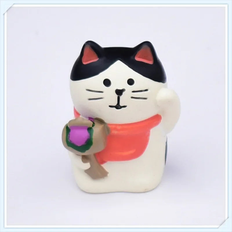 Japanese Style ZAKKA Cat Crafts Small Ornaments for Chinese New Year Snake Year Trend Bonsai Food and Decorative Resin Figurines