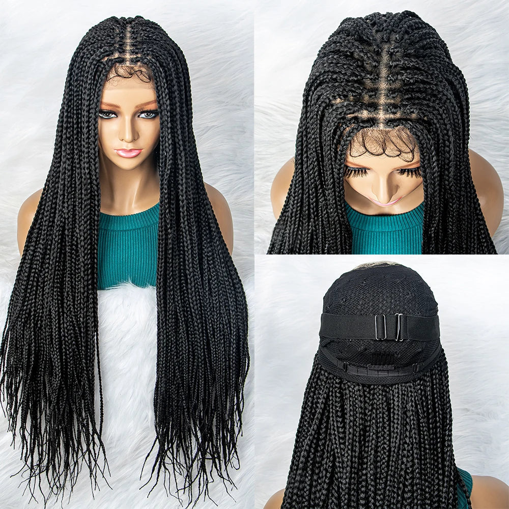 Goddess Box Braids Lace Front Wig | Transparent Full Lace Synthetic Braided Wig
