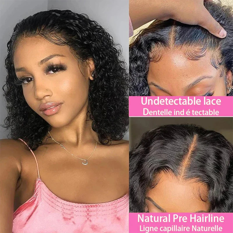 12" Deep Wave Bob Wig | 4x4 Lace Closure Wig | Brazilian Virgin Hair | Glueless Bob Wig