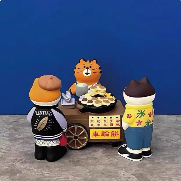 ZAKKA Ornaments Night Market Girl Barbecue Stand Scene Decoration Shooting Props Miniature Resin Cat Birthday Gift Collection