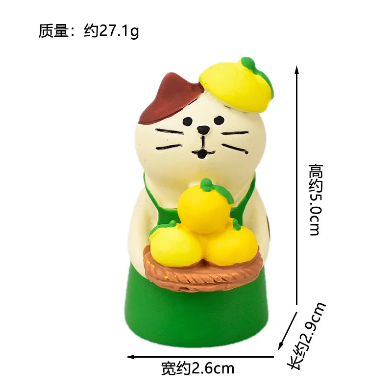 ZAKKA Cute Drinking Cat Figuines Shiba Inu Soak In The Bath Resin Model Pomelo Tree Fairy Garden Home Desktop Decoration gifts