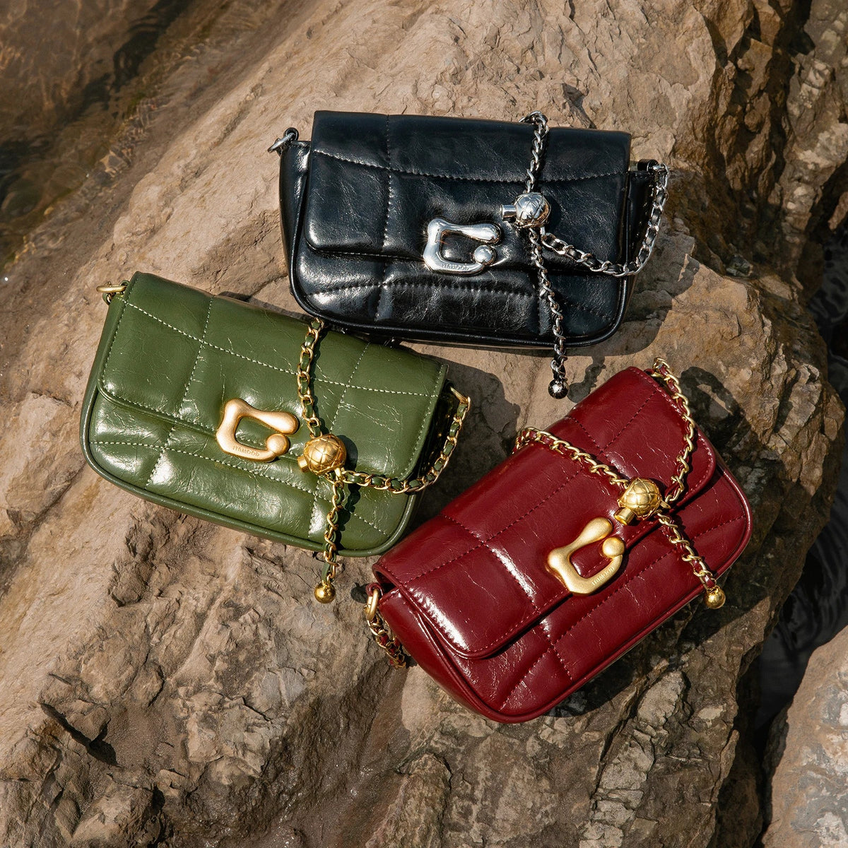 Genuine Leather Crossbody Bag | Luxury Brand Shoulder Bag with Chain Strap & Unique Design Quilted Handbag
