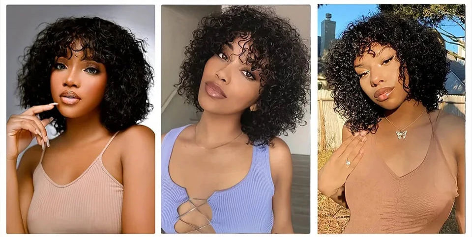 Ombre 99J & Blonde Jerry Curly Bob Wig with Bangs | Glueless "Wear to Go" Human Hair