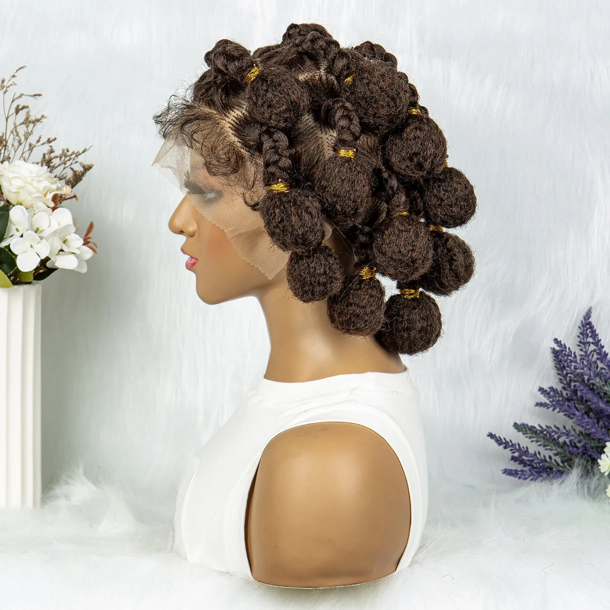 New Style Bantu Knot Knotless Box Braids HD Full Lace Wig | Synthetic Braided Wig for Black Women