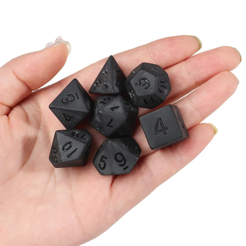 7 Pcs/set  Scrubs Pure Black Digital Dice Board Gameaccessories