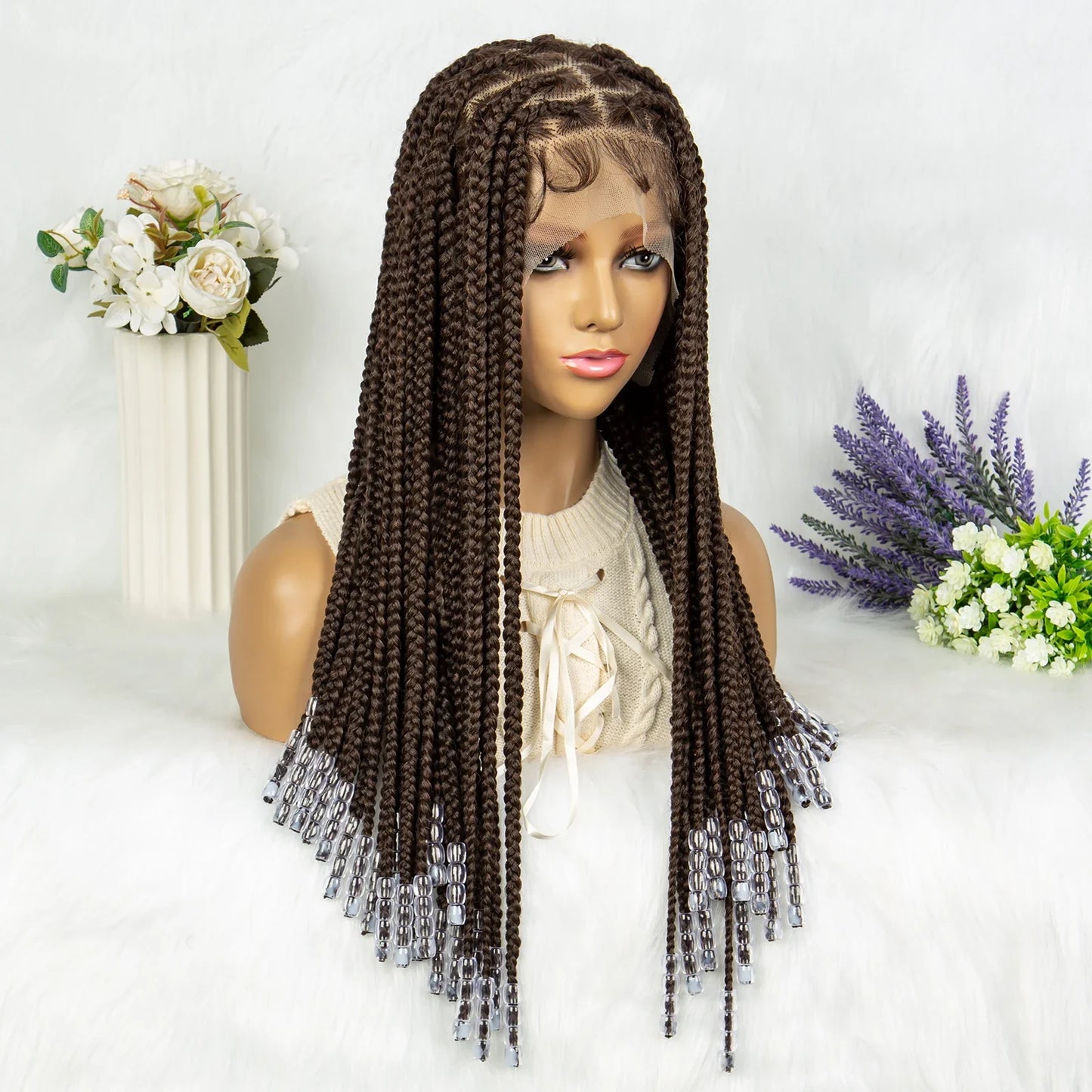 Full Lace Knotless Box Braids Wig | Pre-Plucked Baby Hair | Goddess Braids