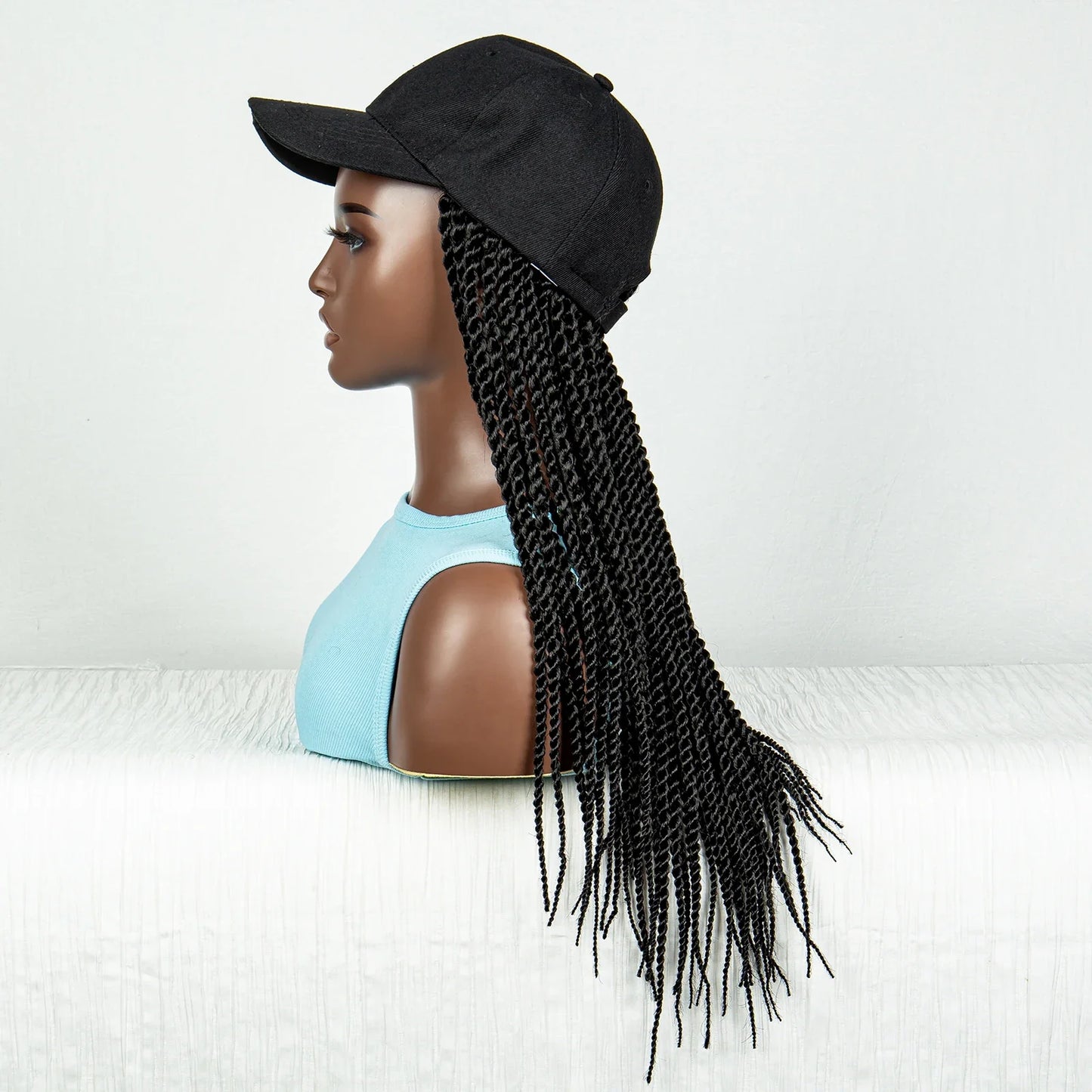 Braided Hat Wig with Twist Crochet Hair | Knotless Box Braids | Baseball Cap