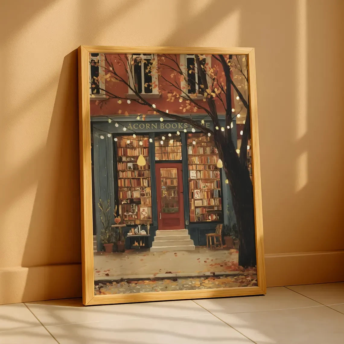 Bookstore Art Print, Cozy Bookshop Illustration, Library Wall Decor, Gift for Book Lover, Reading Nook Poster, Home Office Liter