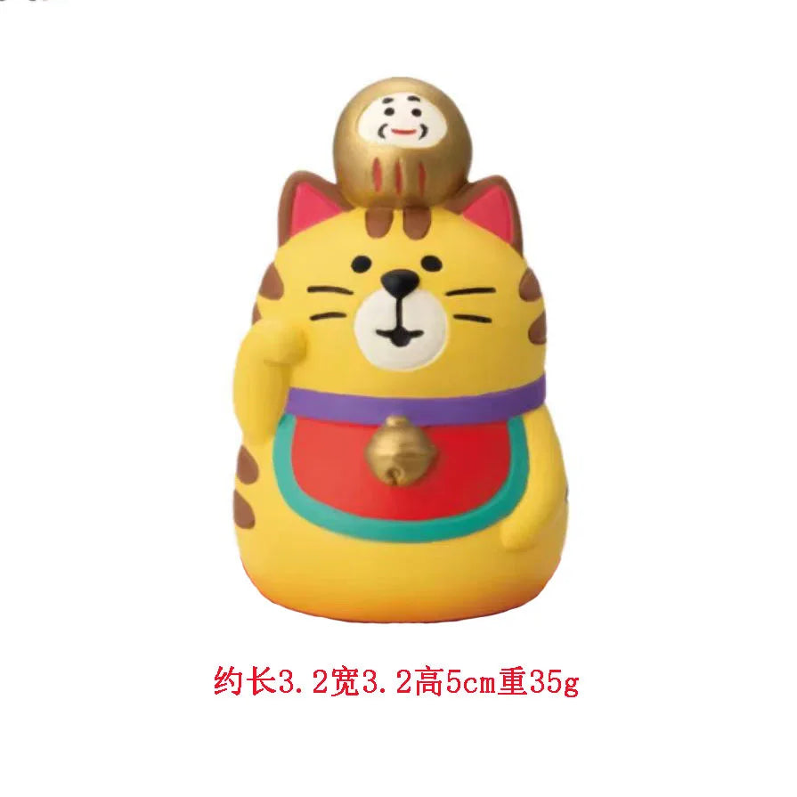 Japanese Style ZAKKA Cat Crafts Small Ornaments for Chinese New Year Snake Year Trend Bonsai Food and Decorative Resin Figurines