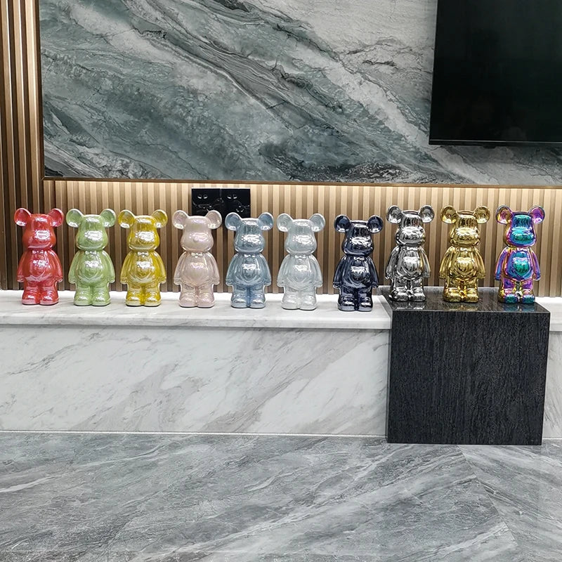 27/cm Ceramic Cartoon Teddy Bear Figurine Love Bear Ornament Living Room Small Piggy Bank Wine Cabinet Desktop Home Decoration