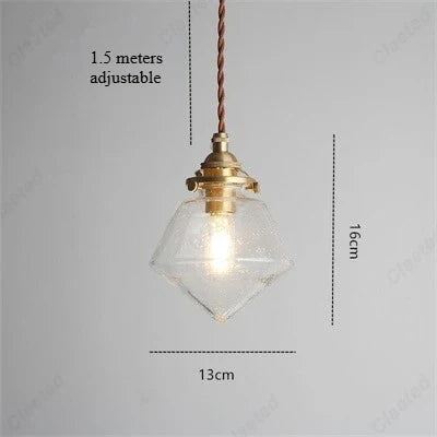 European-style Simple Retro LED Glass Chandelier Restaurant Living Room Aisle Balcony Bedside Decorative Lighting