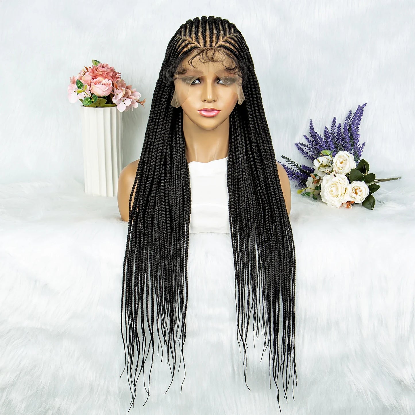 Fulani Cornrow Box Braids Wig | Full Lace | Baby Hair | Black Women
