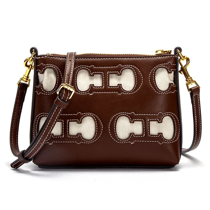 Women's Brown Hollow Design Shoulder Bag | Simple Commuter Crossbody Messenger Bag (Fashion Handbag)