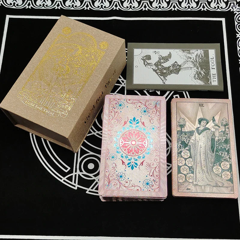 Fantastic 80 Pieces Silver foil Tarot Cards Waterproof PVC Quality With Flip Box As A Luxury Gift