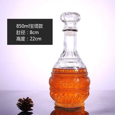 Novelty Design Multi Styles Barware Wine Glass Bottle 250-1000ml Lead-free Glass Whiskey Decanters for Liquor Scotch Bourbon
