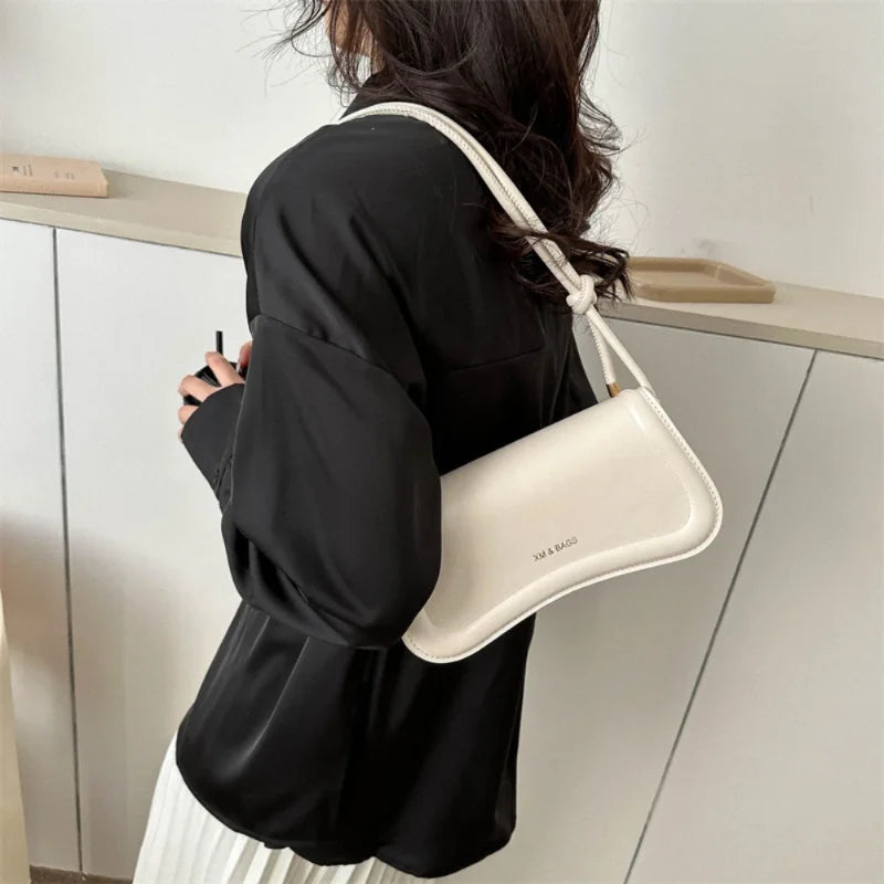 Ladies Shoulder & Crossbody Bags | PU Leather Women's Underarm Bags & Solid Color Small Top-Handle Purse (Female Daily Handbags)