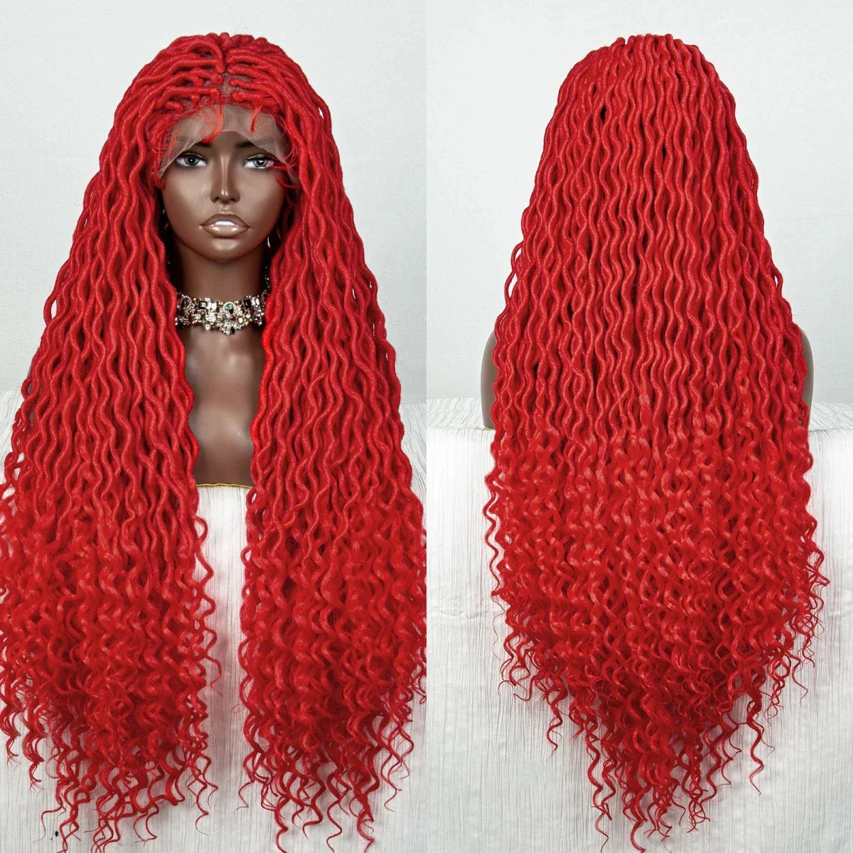 Colorful Dreadlocks & Water Wave Braids Wig | Lace Front | Baby Hair
