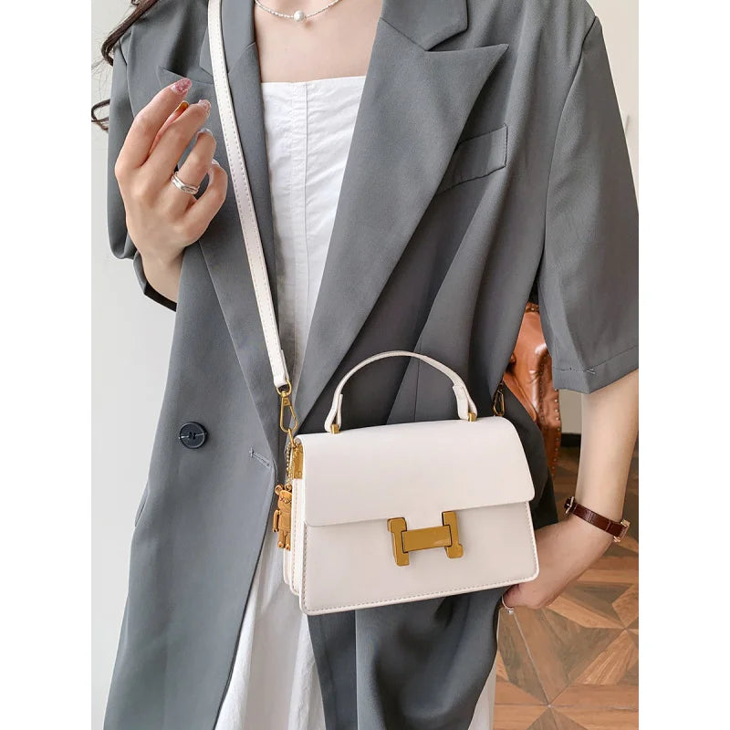 New Fashion Korean Style Small Square Bag | Textured Versatile Shoulder Crossbody Handbag for Women (Solid Color)