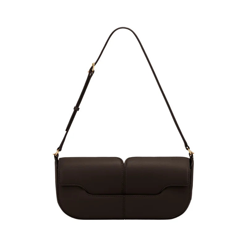French Chic Compact Horizontal Saddle Bag | Luxury Woman Shoulder Underarm Stick Bag (Classic Long Clutch & Handbag)