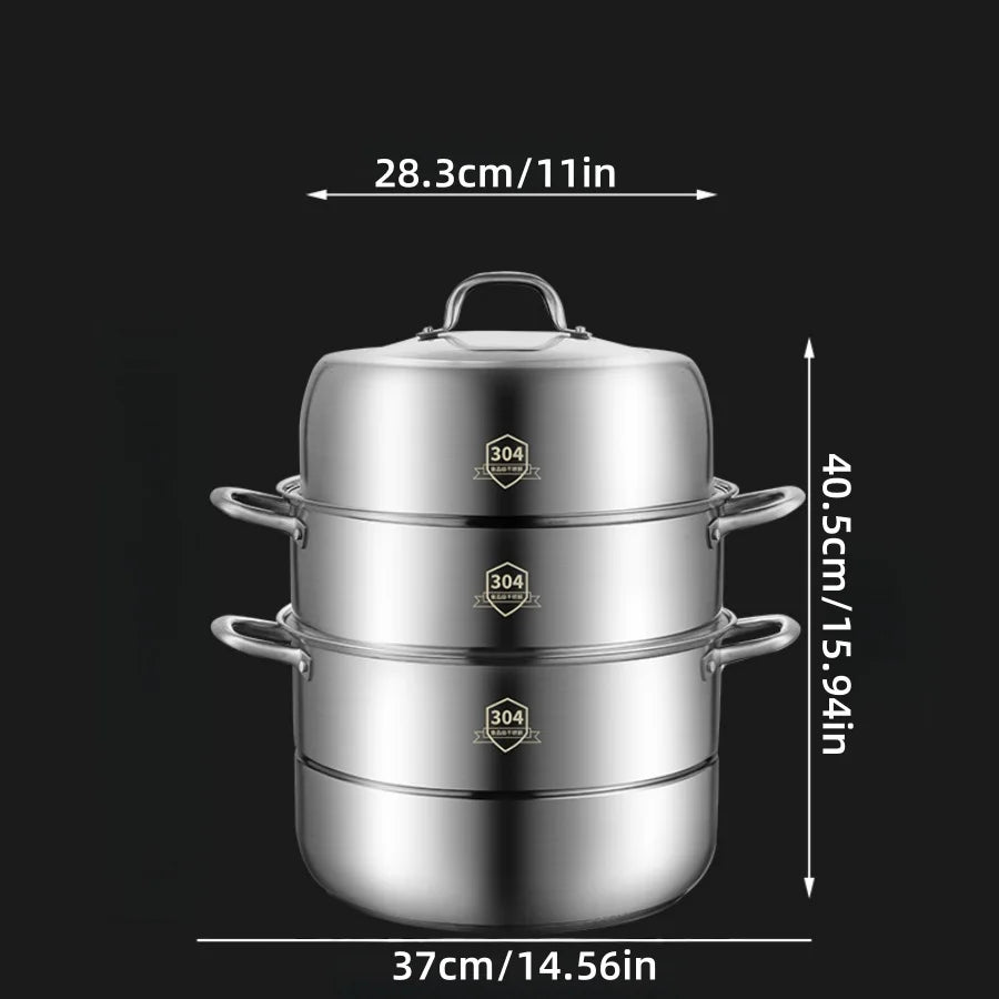 New Product 304 Stainless Steel Steamer Pot Soup Set Stainless Steel Cooker Cooking Soup Pot Steamer Pot