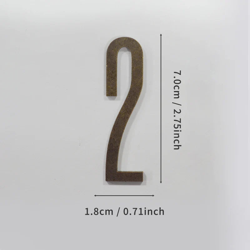 Bronze Door Number with Backing Adhesive 7cm Metal House Number Apartment Door Number for Outdoor Hotel Home Mailbox Label