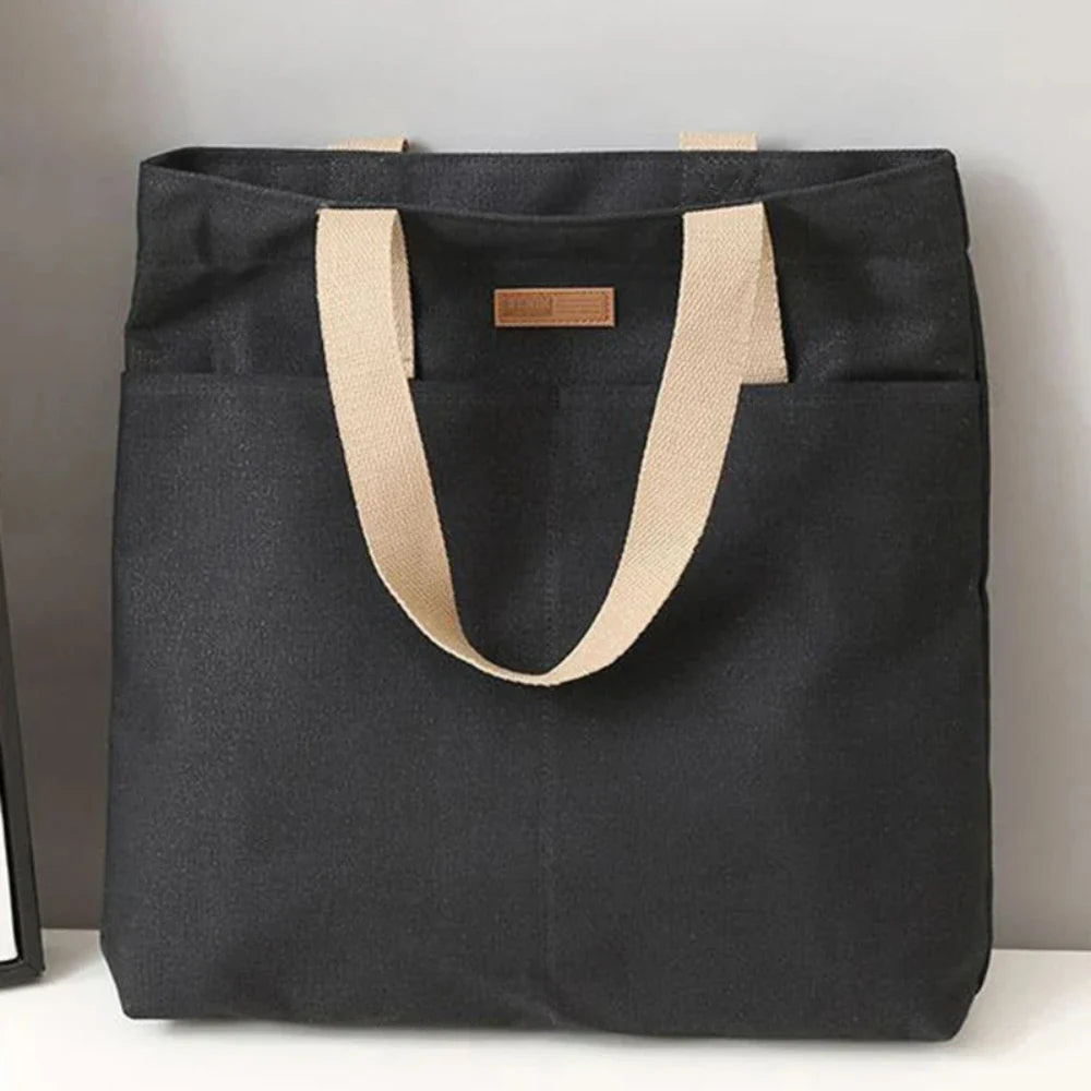 1Pc Women's Tote Bag Canvas Sewing Thread | Large Capacity Advanced Sense Handbag & Convenient Practical Female Commuter Bag