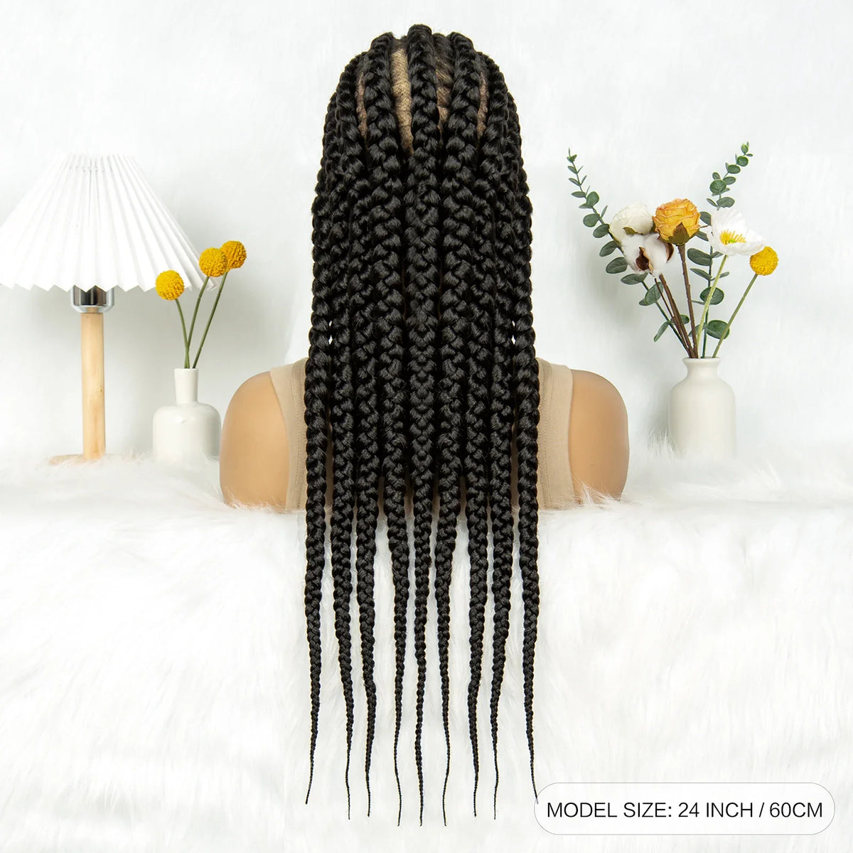 Knotless Cornrow Box Braided Full Lace Wig | Twisted Accents | Natural Hair Texture | Black Women