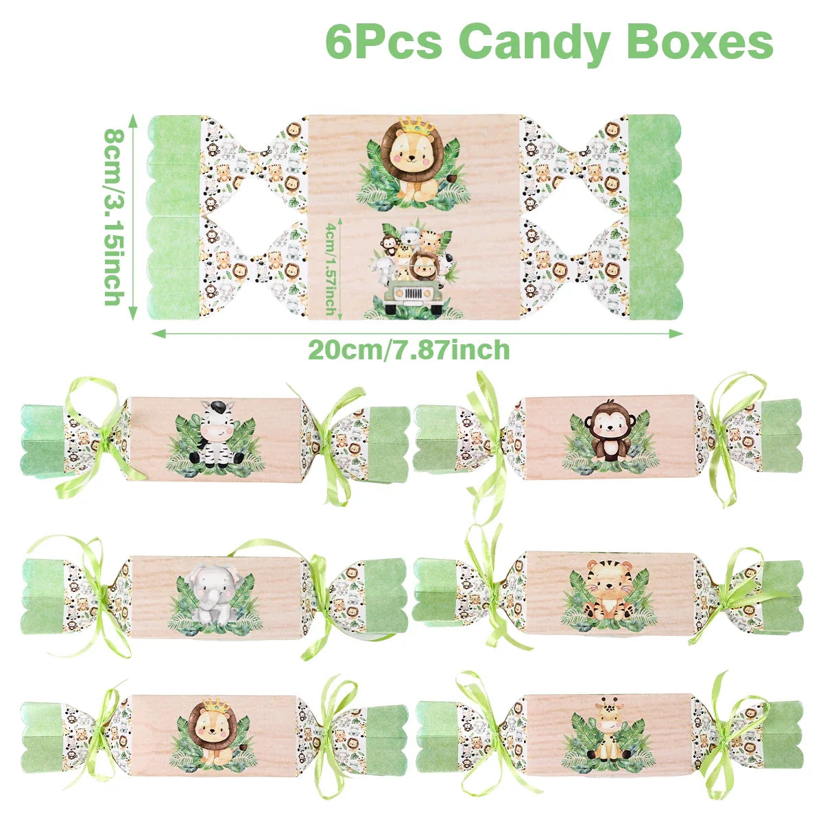 Jungle Animals Box Candy Box Happy Birthday Party Decoration Kids Safari Animal Wild One 1st Birthday Decor Kids Baby Shower