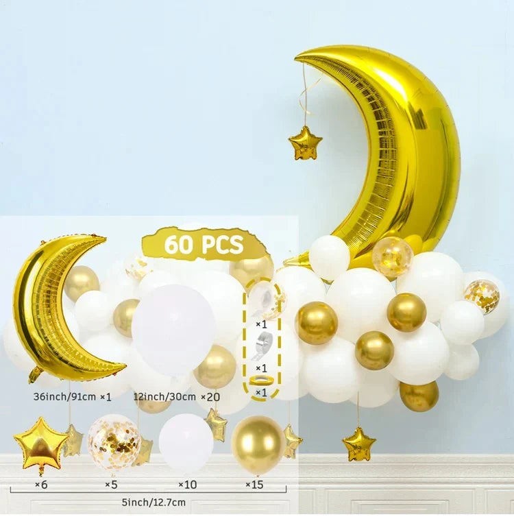 Eid Mubarak Balloons Background Ramadan Kareem Decoration Ramadan Mubarak Islamic Muslim Happy Eid Festival Party Supplies 2025