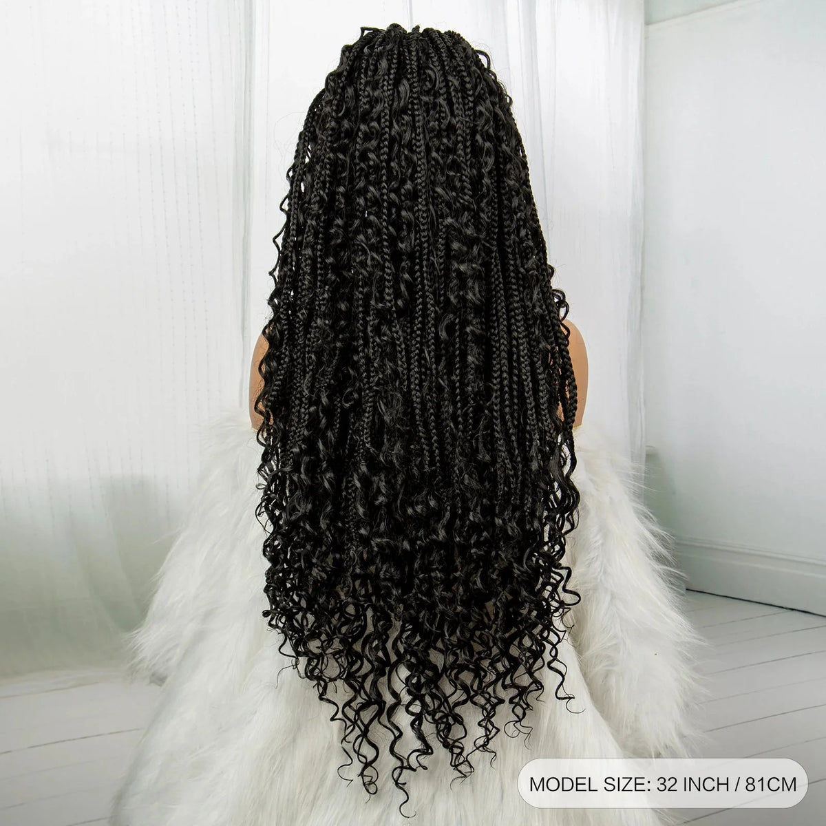 32" Boho Knotless Box Braids Wig | Lace Front | Baby Hair | Black Women