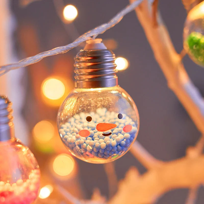 1PC 1.5M10LED Christmas Bulb Ball String Lights Smiling Christmas Tree Decorative Lamp Fairy Lights For Room Birthday Party