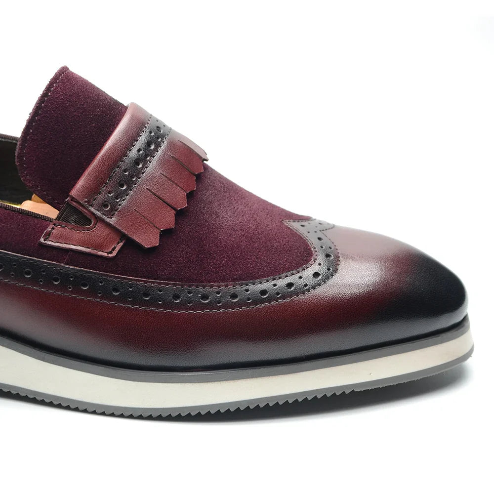 Many Colors Classy Men's Genuine Leather Tassel Loafers | Cow Suede Wingtip Brogue Casual Business Flats