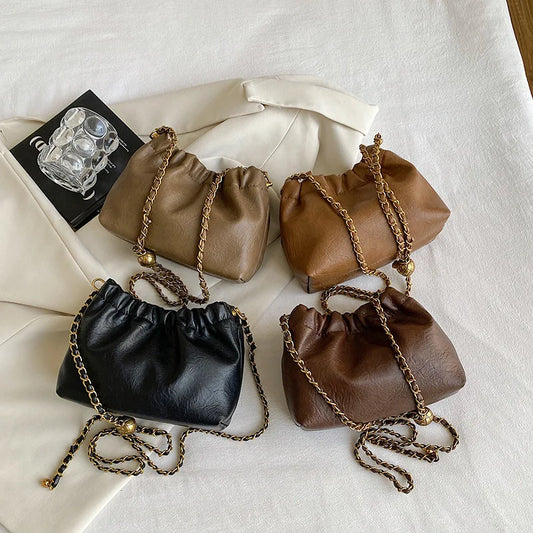 Women's Chain Shoulder Bag | Versatile Crossbody Tote & Casual Pleated Hobo Bag (Satchel Sling Bag, Stylish Purse for Girls)