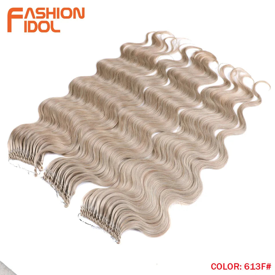 Fashion Idol Body Wave Crochet Hair - 22 Inch Soft Long Synthetic Goddess Braids - Natural Wavy Ombre 613 Blonde Hair Extensions