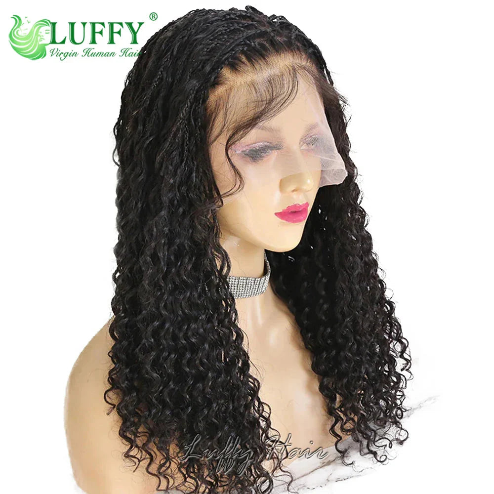 HD Full Lace Knotless Boho Box Braids Wig | Curly Ends | 300% Density | Human Hair | Pre-Plucked