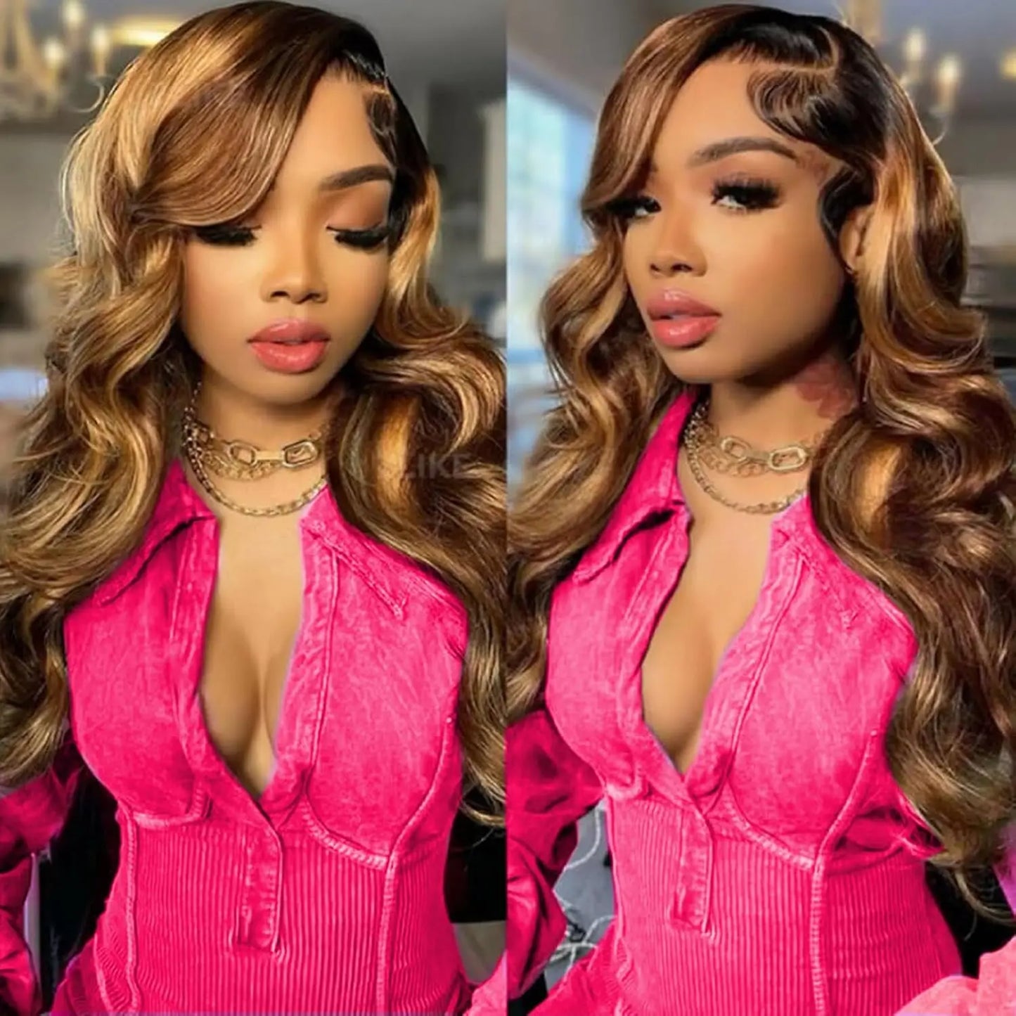 Highlight Ombre 4/27 Lace Front Wig | Honey Blonde Body Wave | Pre-Plucked Baby Hair | HD Lace | 200% Density